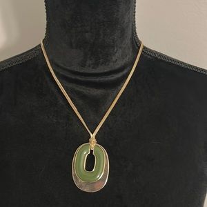 Green Gemstone & Gold Necklace